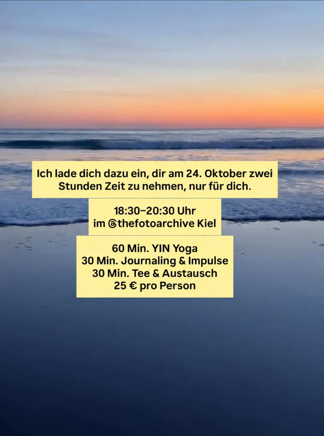 Einladung von Carolina: Yin Yoga, Journaling und Tee am 24. Oktober, 18:30–20:30 Uhr, 25 Euro pro Person